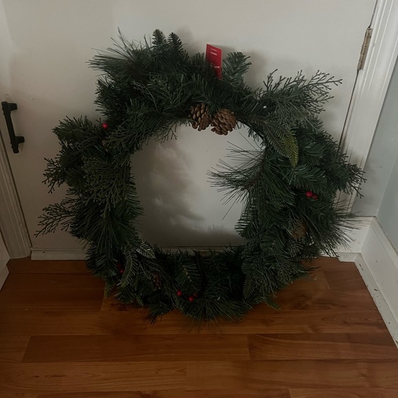 Wondershop Unlit Mixed Greenery with Red Berry and Pinecones Artificial Wreath - Picture 2 of 2